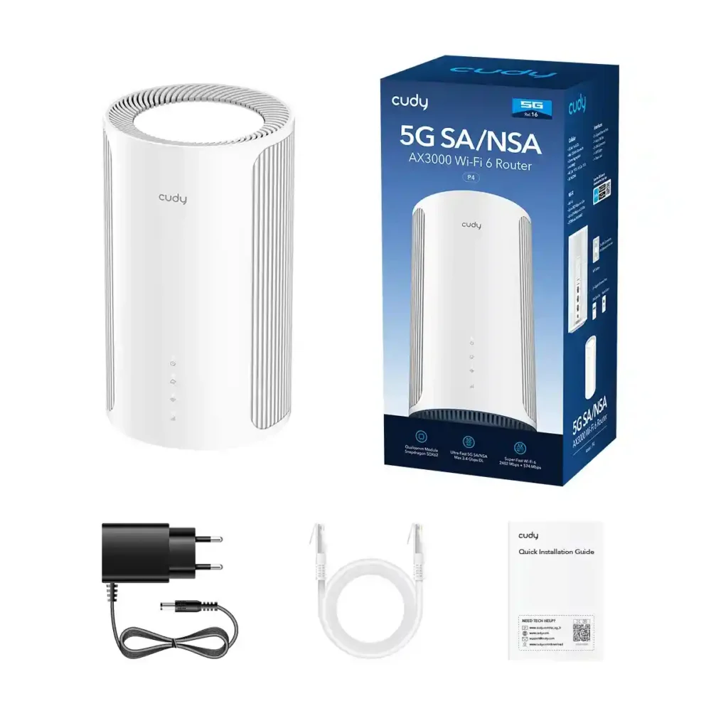 Cudy P4 5G SA/NSA AX3000 Wi-Fi 6 valge siseruuter