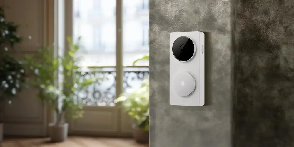 Aqara Doorbell Camera Hub G410 Select valge videouksekell CH-C09D-W näidis seinal