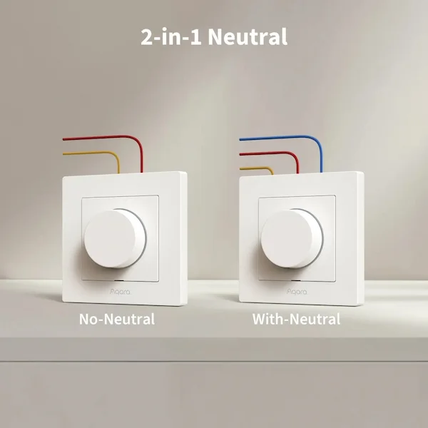 Aqara Dimmer Switch H2 valge nutikas dimmerlüliti KD-R01D-W paigaldus neutraaliga ja ilma neutraalita