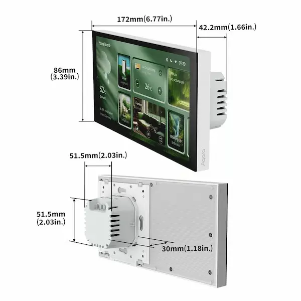 Aqara Panel Hub S1 Plus EU nutikodu juhtpaneel MP-K03D mõõtmed